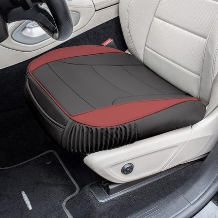 FH Group Car Seat Cushion – Durable PU Leather Car Seat Cushions, 2 Piece Front Set Car Seat Cushion, Bottom Seat Protector, Water Resistant Car Seat Cover for Sedan, Truck, SUV Burgundy