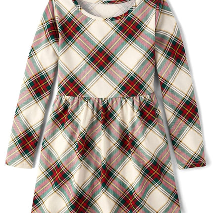 The Children's Place Girls' Long Sleeve Everyday Dress, White Daisy, Small
