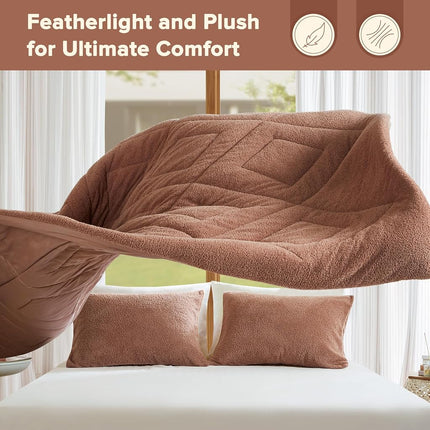 Comfort Spaces King Comforter Set Reversible Feather-Soft Plush Comforters for King Size Bed All Season Lightweight Shearling Fleece Sherpa Comforter King Size Bed Set, King/Cal King, Brown 3 Piece