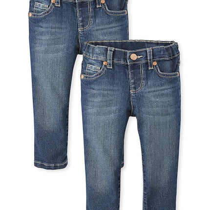 Lot de 2 jeans skinny basiques The Children's Place pour bébés filles et jeunes filles, délavage bleu, 9-12 mois