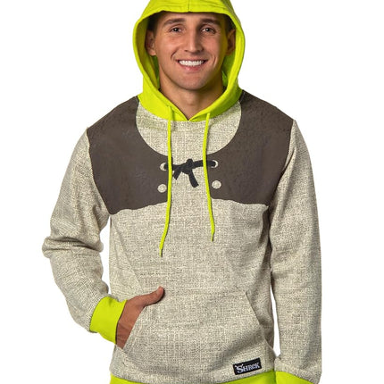 Sudadera con capucha y disfraz de Shrek de Bioworld con orejas 3D de trompeta en la capucha, color marrón, talla XXL