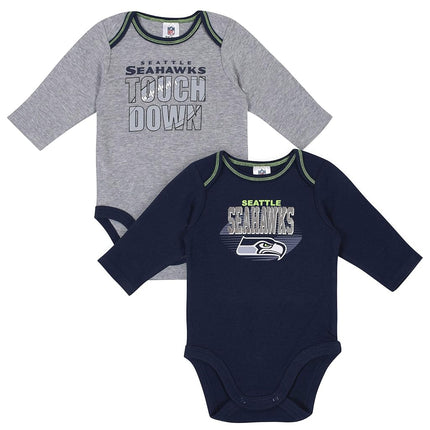 Gerber Unisex Baby Standard NFL 2 Pack Long Sleeve Onesie Bodysuit, Team Color, 0-3 Months