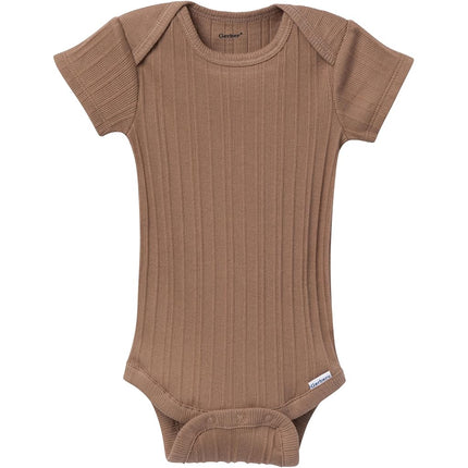 Gerber Unisex Baby Multi-pack Onesies Bodysuits (Short and Long Sleeve), Tan Little Apples, 0-3 Months