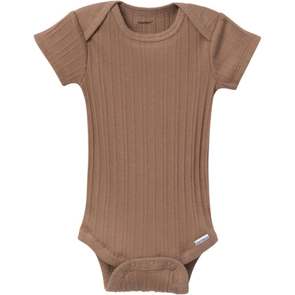 Gerber Unisex Baby Multi-pack Onesies Bodysuits (Short and Long Sleeve), Tan Little Apples, 0-3 Months