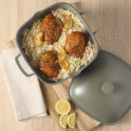 Crock-Pot Northvale Cast Aluminum Lightweight Durable 5.2 Quart Heavy Duty Dutch Oven Pot With Lid, Oven Safe, Dual Handles - Matte Sage Green