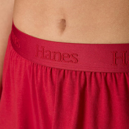 Hanes Women's Originals Sleep, 2-Pack, Comfywear Supersoft Lounge Shorts Pack, 3.25", Cocoa Butter/Rosey Red, S