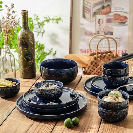 S&Q'S Ceramics Ceramic Small Bowls for Kitchen, Set of 6, 10 oz Ice Cream Bowls, Small Bowl Set for Dipping, Breakfast, Oatmeal, Microwave and Dishwasher Safe (Navy Blue), (TSW)