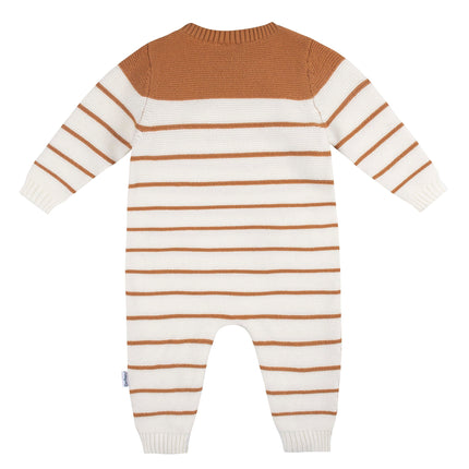 Gerber Baby-Boys Sweater Knit Romper Jumpsuit, Brown Fox, 18 Months