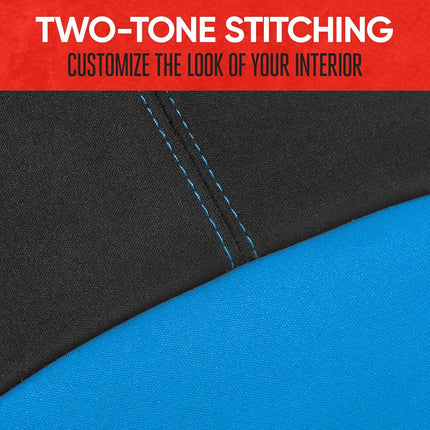 Motor Trend Blue/Black Waterproof Seat Covers for Front Seats – Premium Neoprene Blue Seat Covers, Car Seat Protectors with Removable Headrest, Interior Covers for Auto Truck Van SUV Seat Protection