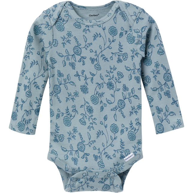 Paquete múltiple de mamelucos de manga corta y larga unisex para bebé de Gerber, estampado floral Garden, 6-9 meses