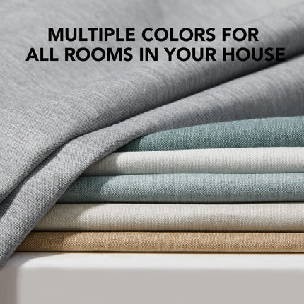 Deconovo 100% Blackout Lightweight Faux Linen Curtains for Bedroom Noise Reducing Thermal Insulated Window Curtains for Dining Room Living Room Office Baby Nursery,Khaki,52WX74L in,2 Panels