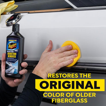 Meguiar's Oxidation Remover Heavy Duty Cleaner - Removes Moderate Oxidation, Scratches and Stains - Boat Oxidation Remover and Polish - Marine Detailing Accessories for High Gloss Protection - 473ml
