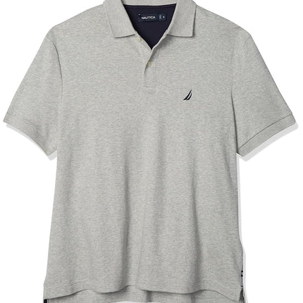 Nautica Men's Classic Fit Short Sleeve Solid Soft Cotton Polo Shirt, Grey Heather, Large Tall