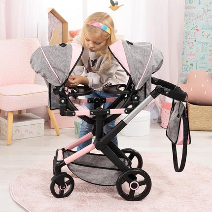 Bayer Design Twin dolls pram with bag, adjustabl, seats variable fixable