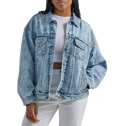 Wrangler Women's Relaxed Fit Girlfriend Denim Jacket, Moonchild, XL