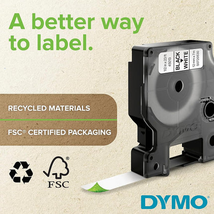 DYMO Rhino Industrial Vinyl Labels | 19 mm x 5.5 m | Black Print on White | Self-Adhesive | for Rhino & LabelManager Label Makers