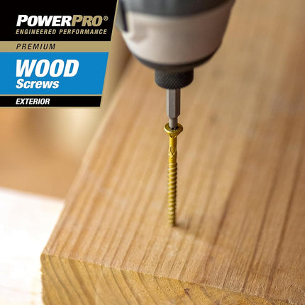 Power Pro 42481 Wood Screws, #9 x 2-1/2", Epoxy Coated, Torx/Star Drive Included, Coarse Thread, Decking Screws, Outdoor Rust Resistant, Bronze, 50pcs