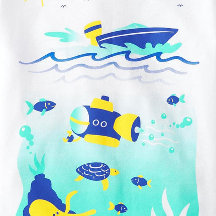 The Children's Place Toddler Boys Short Sleeve Multi Color Graphic T-Shirt, 4 Pack, All Vibes/Ocean/Sharks 3-Pack, 5T