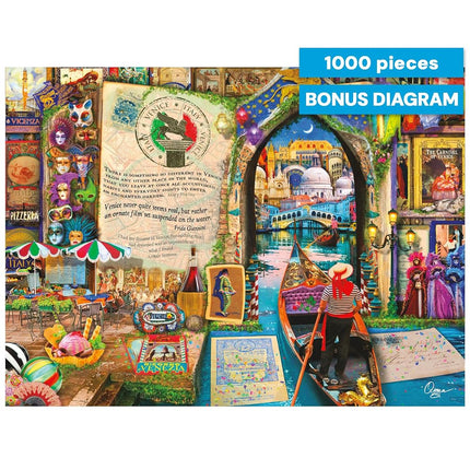Buffalo Games - 1000 Piece Aimee Stewart Life is an Open Book- Venice Jigsaw Puzzle Challenging and Colorful Puzzle for Adults – Precision-Cut Pieces, Beautiful Artwork, and Hours of Relaxing Fun