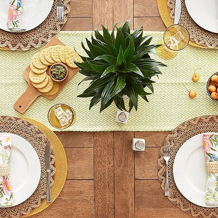 DII Woven Basic Tabletop Collection Chevron Table Runner, 15x108, Avocado