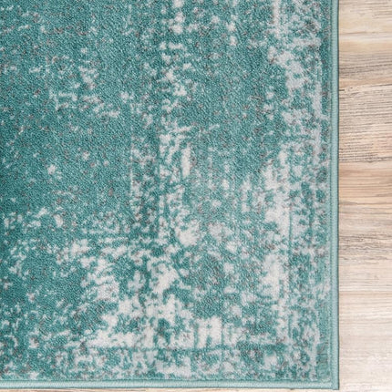 Unique Loom 3137808 Sofia Collection 2 Feet (2' x 13') Runner Traditional Oriental Distressed Vintage Area Rug, 2.5 x 13, Turquoise
