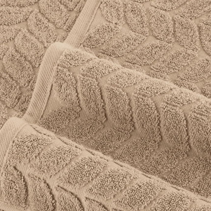 Elegant Comfort Luxury 6-Piece 100% Turkish Cotton Jacquard Braided Textured Premium Hotel Quality Towel Set– Soft and Absorbent, Includes 2 Bath Towels, 2 Hand Towels and 2 Washcloths, Taupe