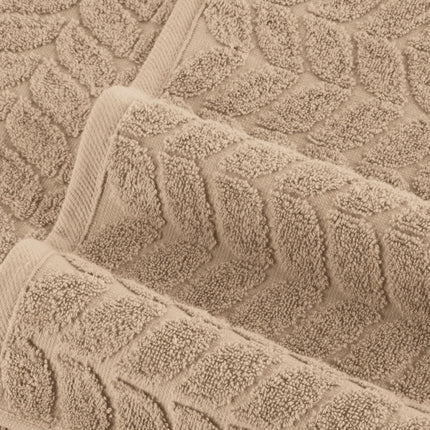 Elegant Comfort Luxury 6-Piece 100% Turkish Cotton Jacquard Braided Textured Premium Hotel Quality Towel Set– Soft and Absorbent, Includes 2 Bath Towels, 2 Hand Towels and 2 Washcloths, Taupe
