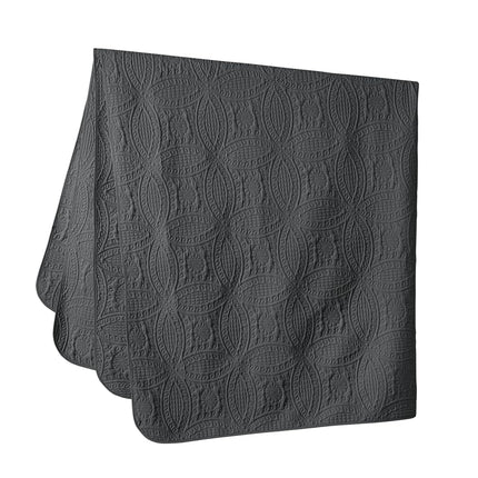 Chezmoi Collection Austin 3-Piece Oversized Bedspread Coverlet Set (Queen, Charcoal), Microfiber