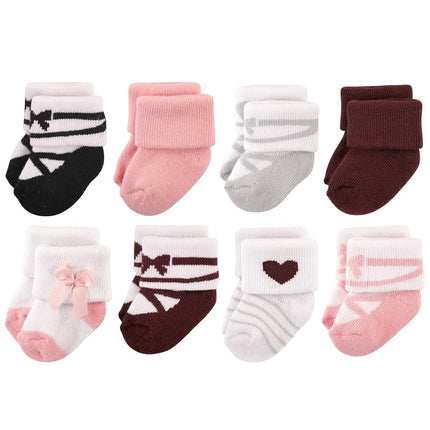 Hudson Baby Calcetines de Felpa y Algodón Rico para Bebés Niñas, Borgoña Ballet, 6-12 Meses