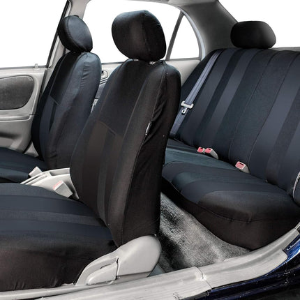 FH GROUP FH-FB036217 Striking Striped Seat Covers Black Color - Fit Most Car, Truck, Suv, or Van