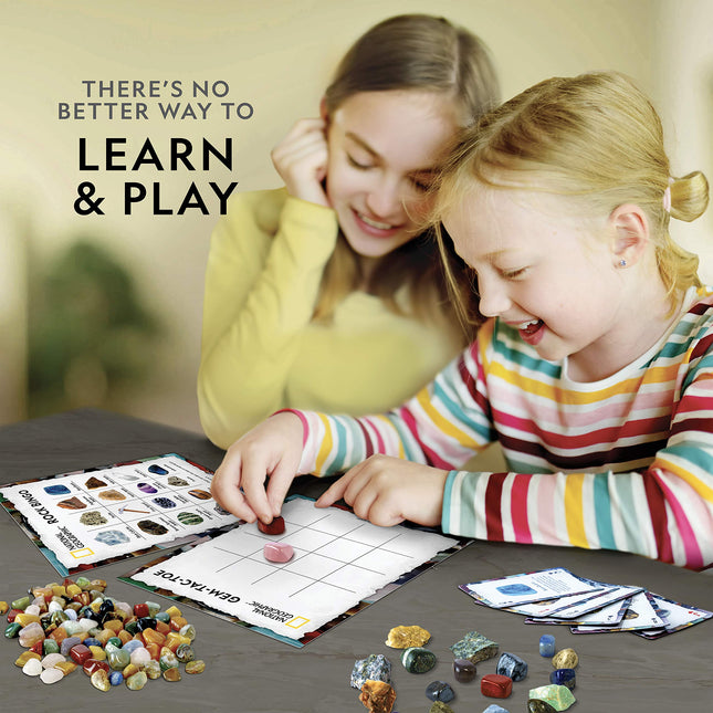 National Geographic Rock Bingo Game - Play Rock Bingo, Mineral Memory, Gemstone Trivia, & Your Favourite Card Games, Includes Over 150 Rocks and Minerals, Great Educational STEM Toys for Kids