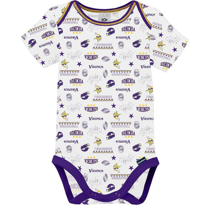 NFL Minnesota Vikings Boys 20183 Pack Short Sleeve Variety Bodysuit, Purple, 0-3 Months