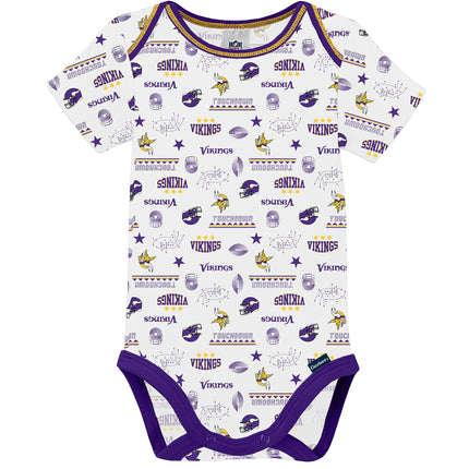 NFL Minnesota Vikings Garçons 20183 Lot de combinaisons à manches courtes, Violet, 0-3 Mois