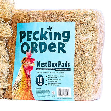 Nest Box Pads for Chicken Nesting Boxes - 13 x 13 Pads Made in USA from Sustainably Sourced Aspen Excelsior (10 Pack)
