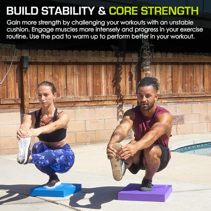 ProsourceFit Exercise Balance Pad – Non-Slip Cushioned Foam Mat & Knee Pad for Fitness and Stability Training, Yoga, Physical Therapy 15.5”x12.75”, Blue