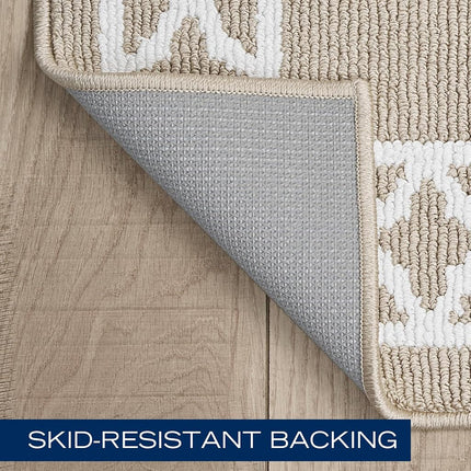 Nautica – Runner Rug | Indoor Runners for Hallways and Entry Rugs| Non-Slip and Non-Skid Entry and Kitchen Door Mat| Machine Washable Entryway Carpet Rugs | 2'6" x 10' | Trellis Light Grey