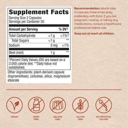 Nature's Way Beet Root Powder Capsules 500 mg, 100-Count