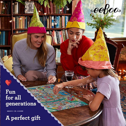 eeBoo 1000 Piece Puzzle -Sweet Shoppe Puzzle for Adults, Square 23" x 23" Made with Recycled Board & Vegetable-Based Ink