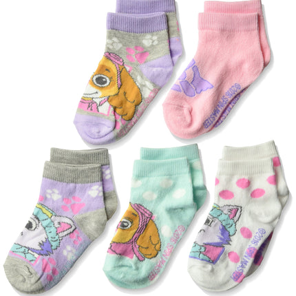 Paw Patrol Girls 5 Pack Shorty Socks, Pastel Big F