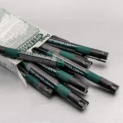 Rotulador de tiza borrable en húmedo Pentel Arts, ideal para pizarras y ventanas, punta de cincel pequeña, tinta negra, SMW26-A, caja de 12 unidades