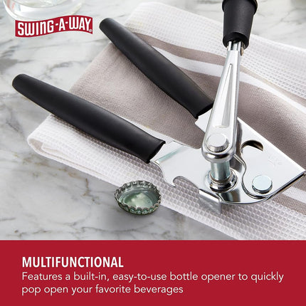 Swing-A-Way 6080 Easy Crank Can Opener, Stainless Steel, Black, 10.5 Inches