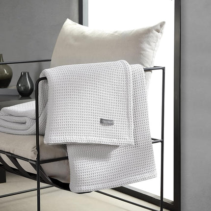 Vera Wang - Queen Blanket, Luxury Cotton Bedding, Super Soft Essentials with Waffle Weave Knit (Waffleweave Grey, Queen)