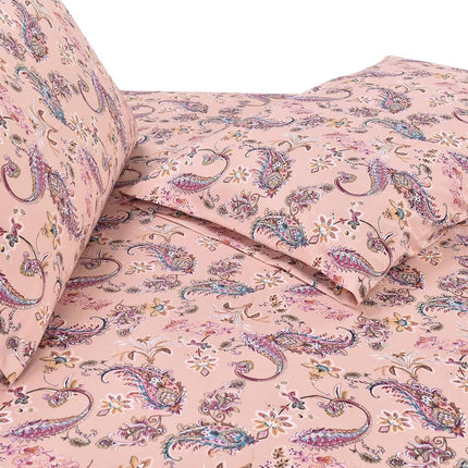 Elegant Comfort Luxury Soft Bed Sheets Paisley Pattern - 1500 Premium Hotel Quality Microfiber Softness Wrinkle and Fade Resistant (6-Piece) Bedding Set, Full, Paisley Coral