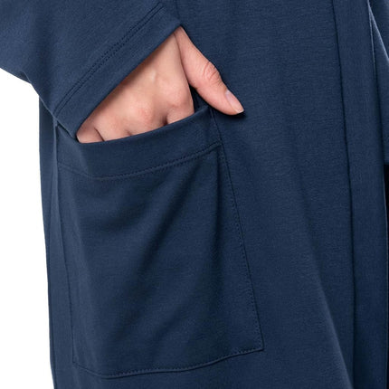 Conjunto de pijama de camiseta sin mangas, pantalón y cárdigan transpirable Fruit of the Loom para mujer, azul medianoche, S