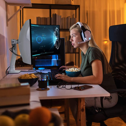 Ergotron – HX HD Premium Heavy Duty Gaming Monitor Arm, Single Monitor Desk Mount – for 1000R Curved Ultrawide Monitors Up to 49″, 12.7-19.1kg, VESA 75x75mm or 100x100mm – White (45-647-216)