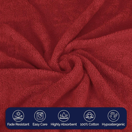Elegant Comfort Premium Turkish Cotton 6 Pack Washcloths Set - 13 x 13 inch, Luxurious Hotel Spa Quality 100% Turkish Cotton 6PC Washcloth Set - Highly Absorbent - Soft Bathroom Towels, Burgundy