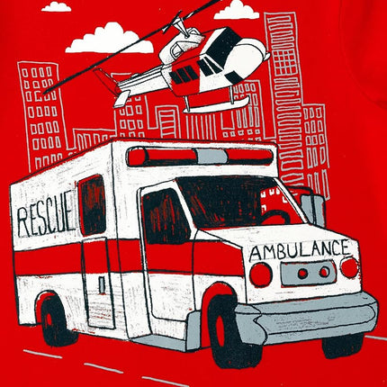 The Children's Place Baby-Boys and Toddler Sports,Cars,Trucks Short Sleeve Graphic T-Shirts,3 Pack, Firetuck/Ambulance/Trucks, 18-24 Months