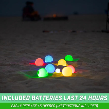 GoSports 100 mm LED Bocce Ball Game Set - Includes 8 Light Up Bocce Balls, Pallino, Case and Measuring Rope