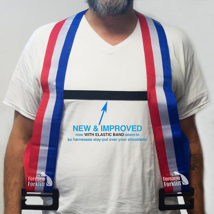 Forearm Forklift Shoulder Harness - PRO Model - Center Straps are 8" Longer + 1 More Loop Per End for 16" More Adjustability Vs Orig Set, Moving Strap Set, 800 lb wt Cap, 1 Pro Pack, Go USA