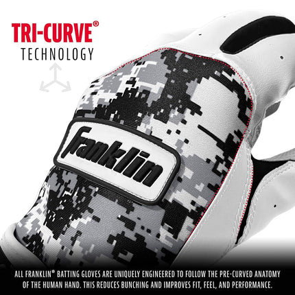 Franklin Sports MLB Digitek Baseball Batting Gloves - Gray/White/Black Digi - Adult X-Large